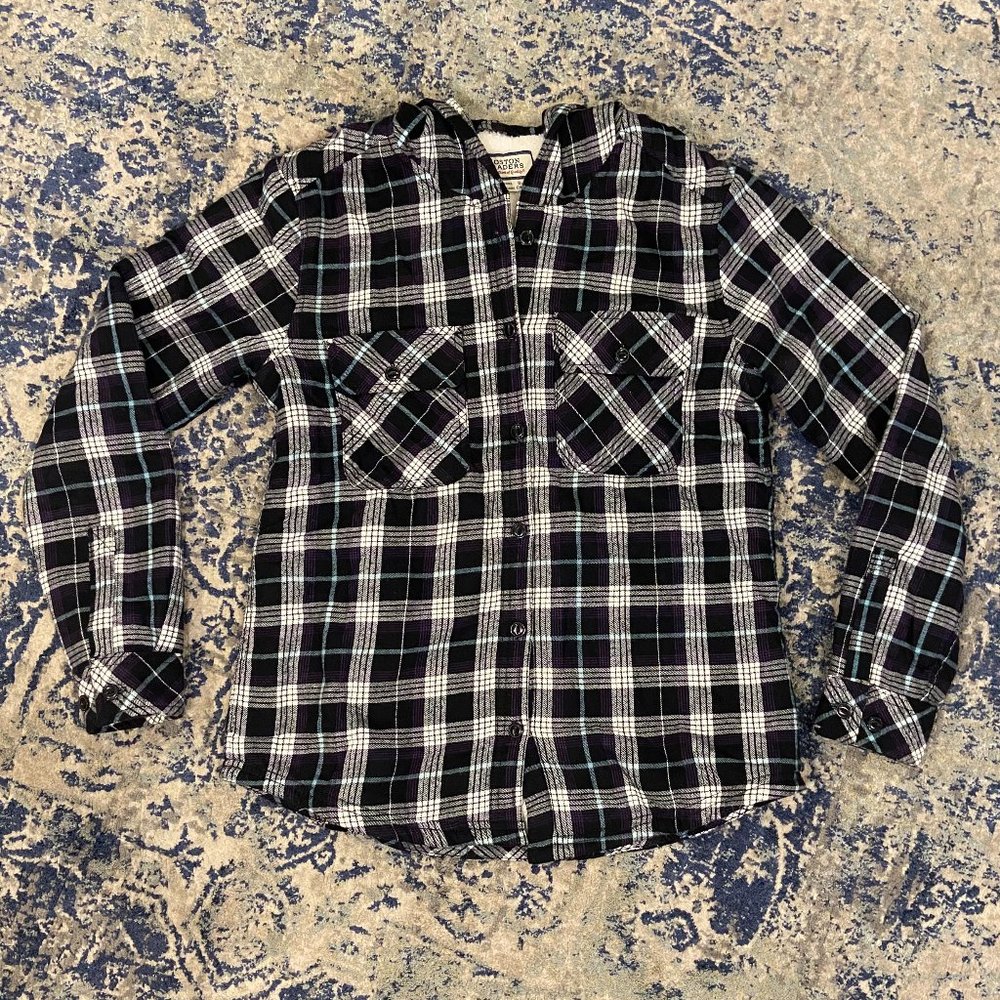 Boston Traders Fleece Lined Button Up Jacket Hoodie, Size S